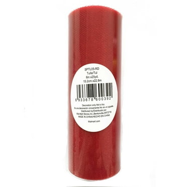 Fuzhou 6inch 25Yd Red Sparkle Tulle Fabric Spool,100% Polyester by the Bolt