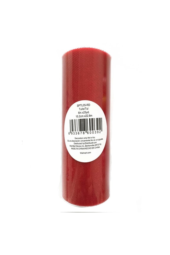 Fuzhou 6inch 25Yd Red Sparkle Tulle Fabric Spool,100% Polyester by the Bolt