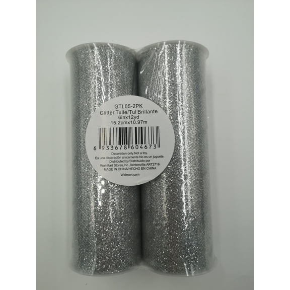Fuzhou Unbrand 6''12Yd Silver Glitter Tulle,100% Polyester by the Bolt
