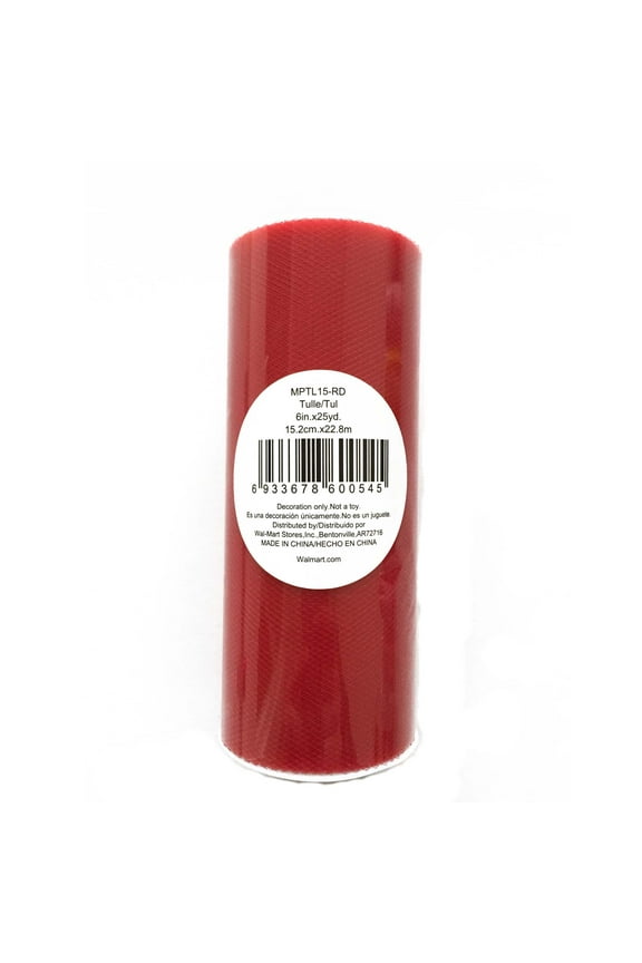 Fuzhou Unbrand 6" Red Matte Tulle, 25 Yards, 100% Polyester by the bolt