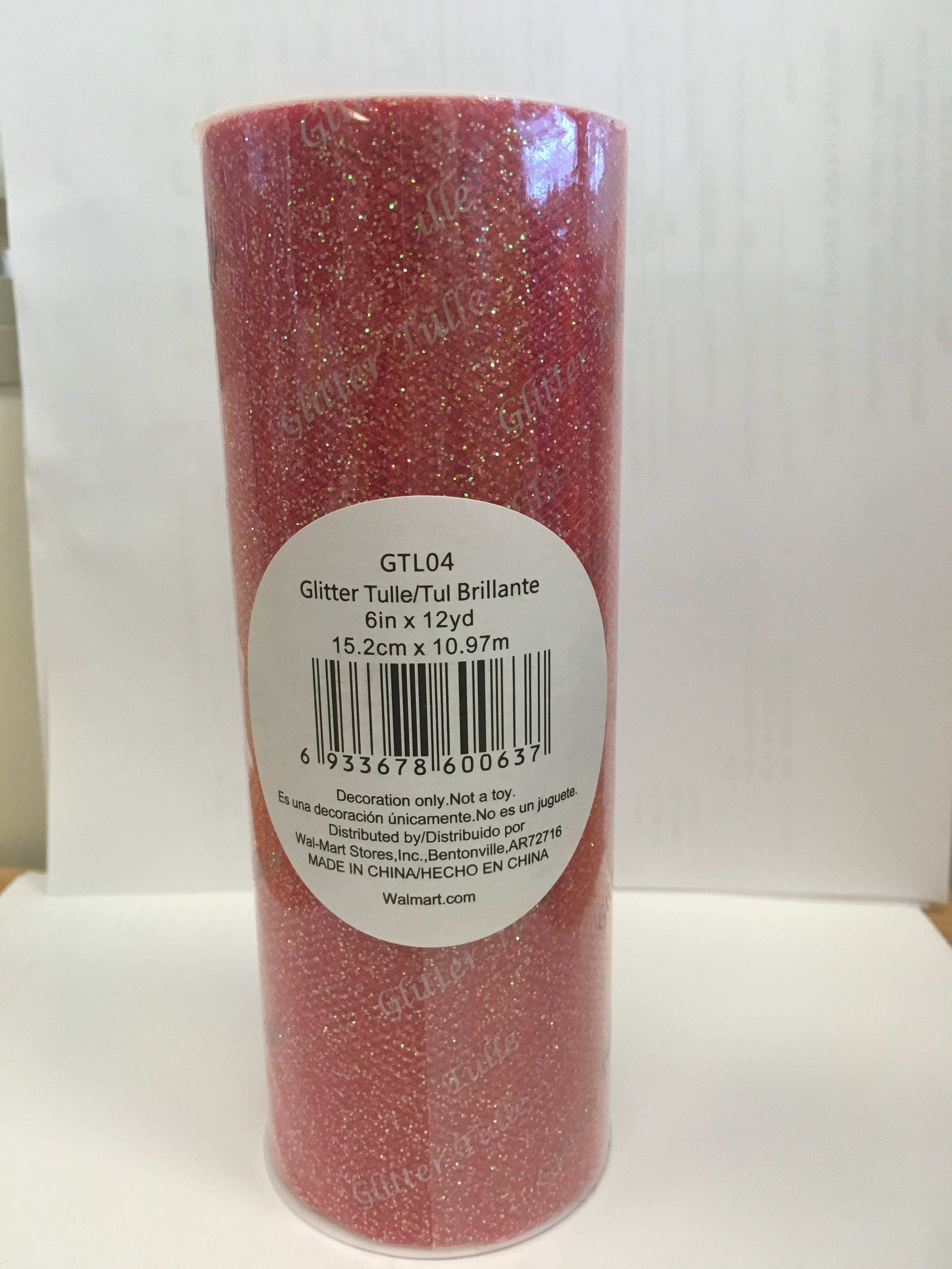 Romantic Rose Pink Glitter Glued Metallic Tulle Mesh - OneYard