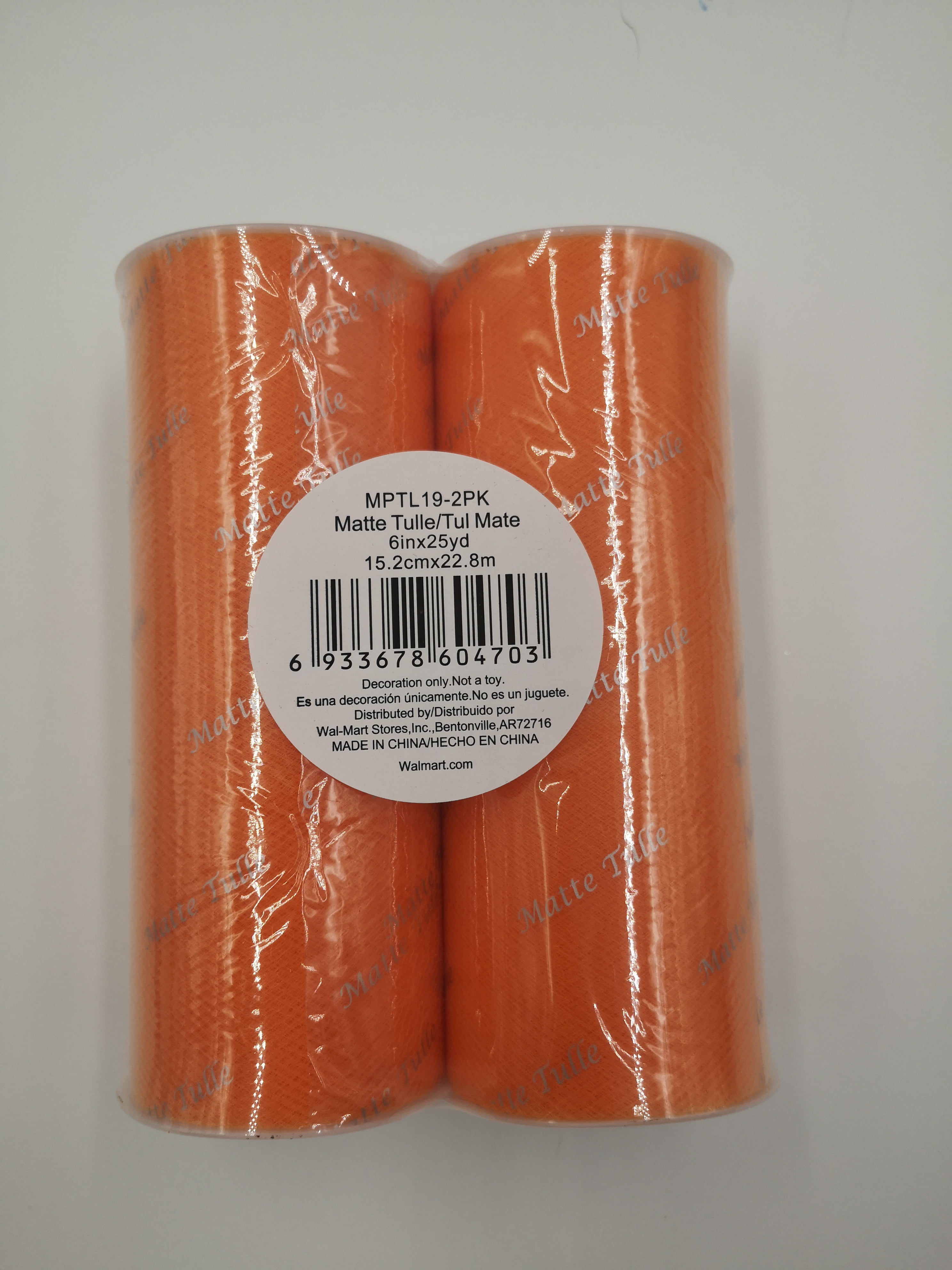 Fuzhou Unbrand 6inch 25Yd Orange Matte Tulle Fabric,100% Polyester by the Bolt