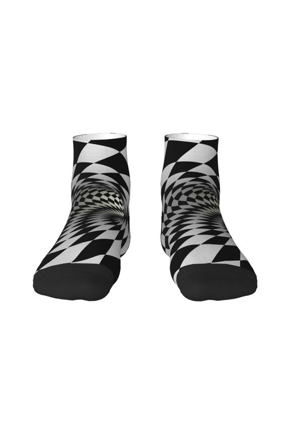 3D Vortex Illusion Print Adult Socks, Crew Moisture-wicking Socks, Unisex Cushion Crew Socks,Casual Sports Ankle Socks