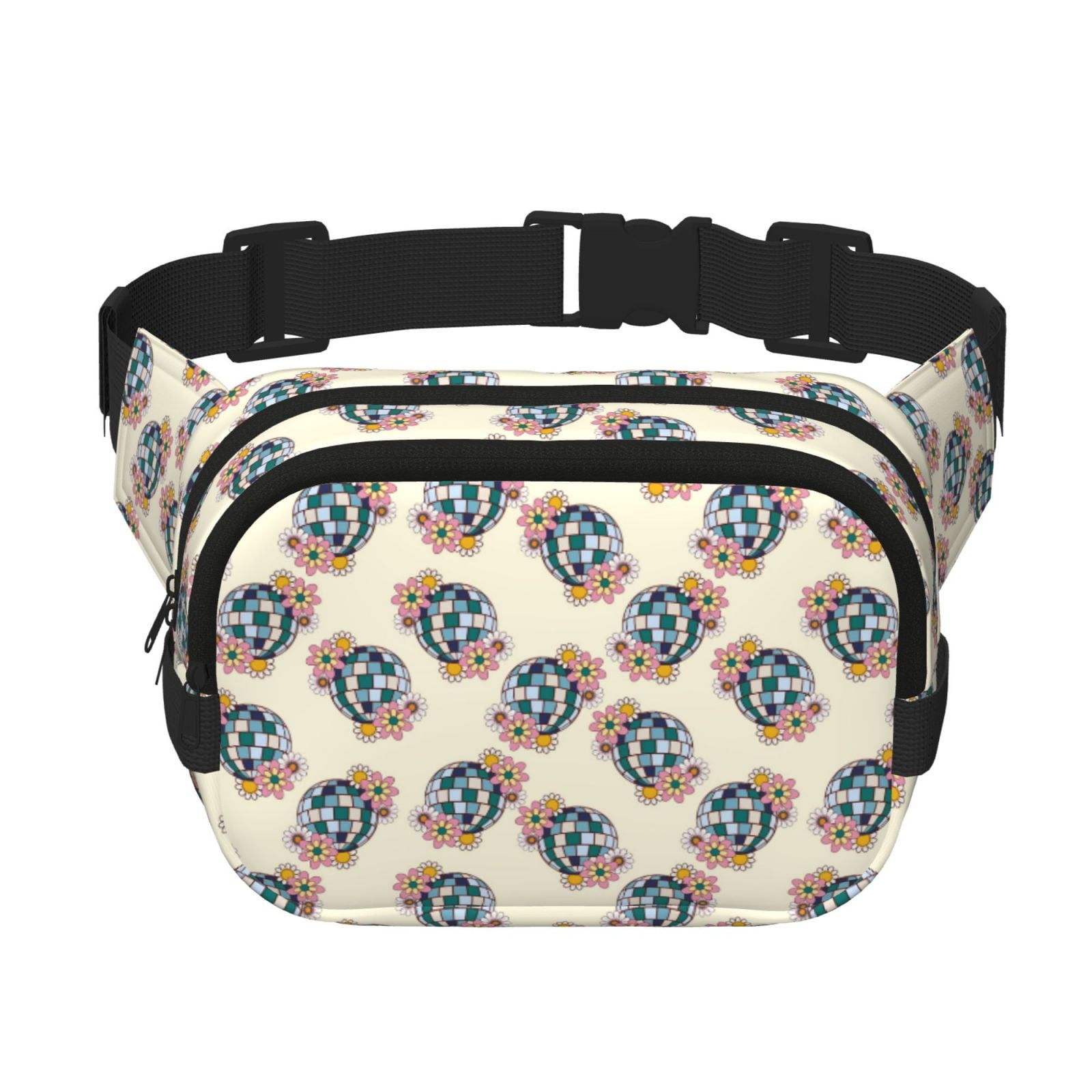 Fuzoiu 70s Disco Ball Print Unisex Square Double Layer Waist Bag ...