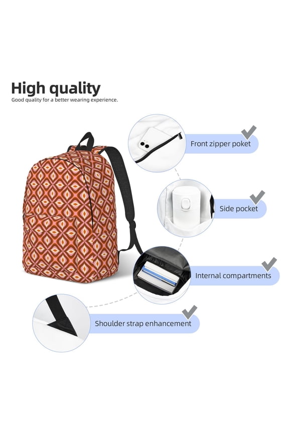 70s Retro Style Print Canvas Backpack,Lightweight Travel Daypack,School Backpack Purse for Women Men, Casual Aesthetic Backpack