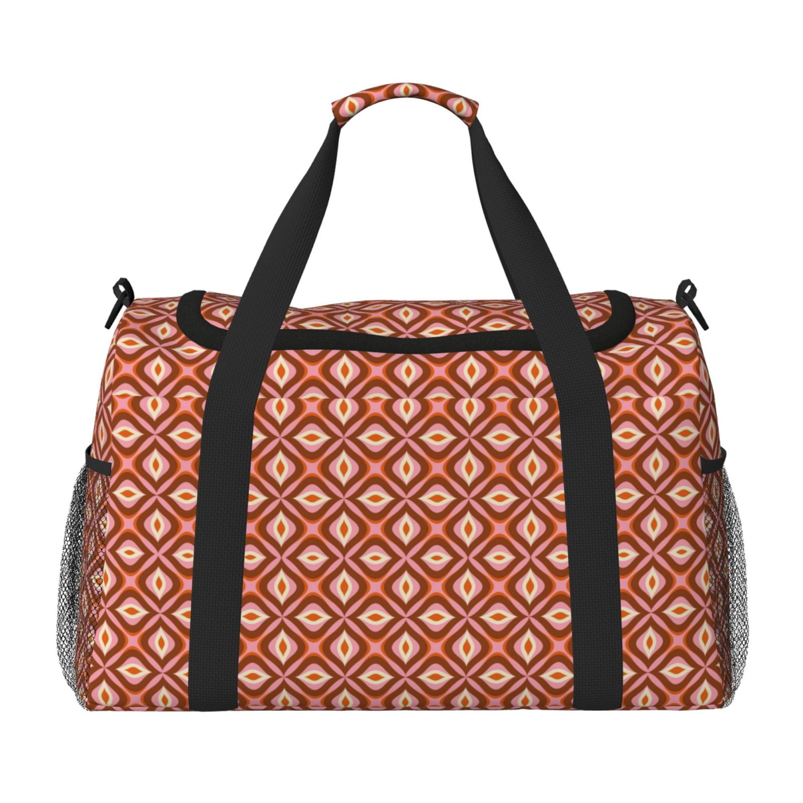 Fuzoiu 70s Retro Style Print Travel Duffle Bag,Carry On Tote Bags,Duffel Bag,Sport Gym Bag, Hospital Bag for Labor and Delivery, Overnight Bag,Luggage Bag