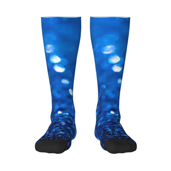 Fuzoiu A Blue Glitter Print Adult Stockings,Crew Socks,Unisex Fashion Socks, Casual Sports Socks,Comfortable Crew Socks for Everyday Wear and Sports