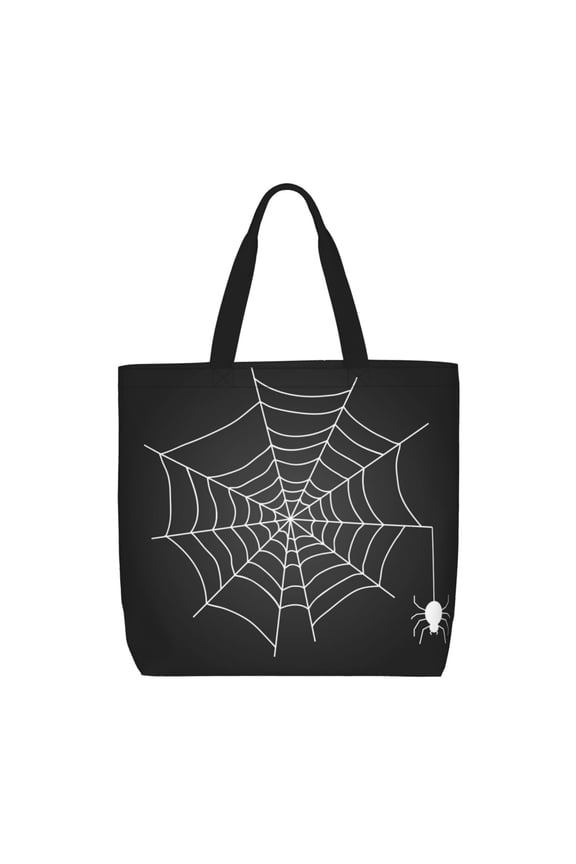 A Web With A Spider Print Durable Tote Bag,Shoulder Bag with Zipper Closure,Casual Tote's Handbag,for Daily Use, Shopping, School, Work