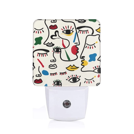 Fuzoiu Aabstract Eyes Print Dusk to Dawn LED Night Light with Light Sensor, Energy-Efficient Touch-Safe Night Lamp for Home, Office, and Kids' Rooms-US