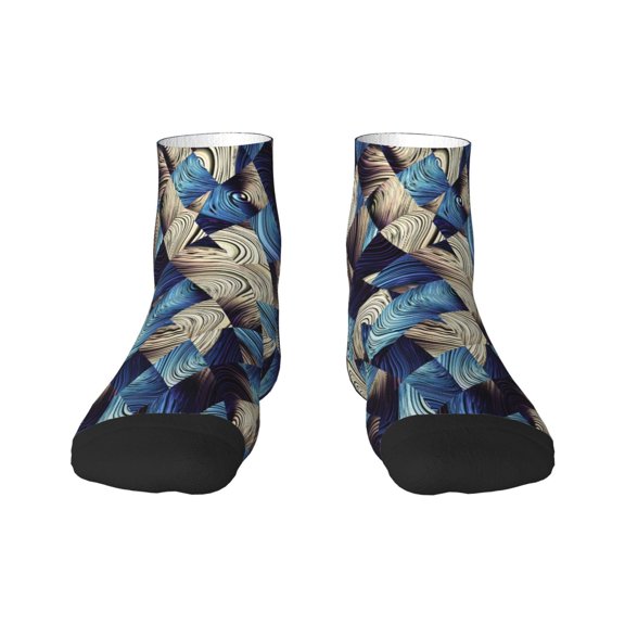 Fuzoiu Abstract Blue Squares Print Adult Socks, Crew Moisture-wicking Socks, Unisex Cushion Crew Socks,Casual Sports Ankle Socks