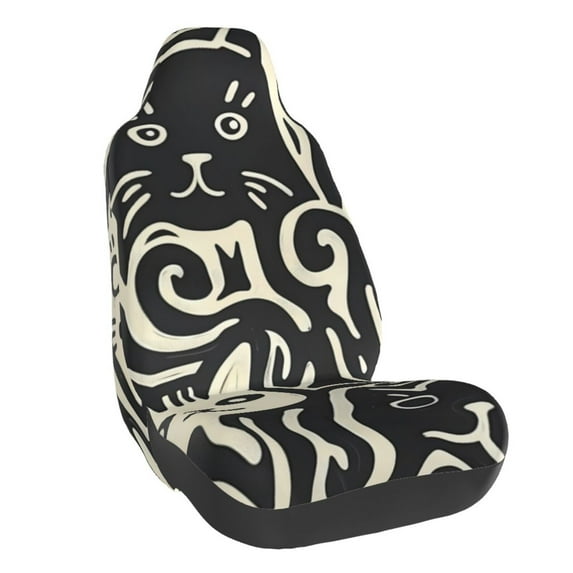 Fuzoiu Abstract Cat Faces Pattern Print Elastic Car Seat Covers, Seat Cover Protector,Universal Fit Interior Covers for Most Cars,Washable Seat Cover Non Slip for SUV,Sedan,Van