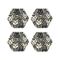 thumbnail image 1 of Fuzoiu Abstract Cat Faces Pattern Print Leather Coasters Set,Drink Coasters Set of 4,for Tabletop Protection, Durable PVC Coasters,Home Décor and Housewarming Gift-Hexagon, 1 of 6