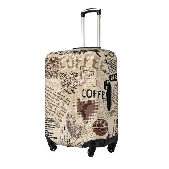 Fuzoiu Abstract Coffee Pattern With Letters Print Suitcase Cover,Washable Luggage Covers for Suitcase,Elastic Luggage Protector Cover,Scratch Resistant Travel Suitcase Covers-Medium