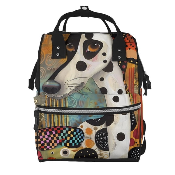 Fuzoiu Abstract Dalmatian Art Print Diaper Bag Backpack,Baby Essentials Travel Tote,Multi function Waterproof Diaper Bag, Travel Essentials Baby Bag - Unisex