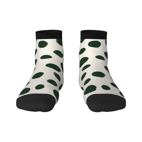 Fuzoiu Abstract Green Polka Dot Print Adult Socks, Crew Moisture-wicking Socks, Unisex Cushion Crew Socks,Casual Sports Ankle Socks