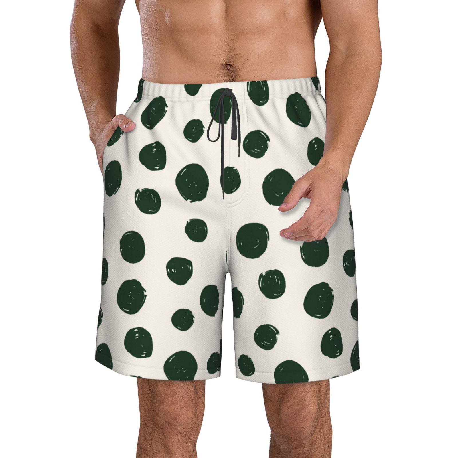 Aqua And Black Polka Dot Men's Shorts