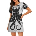 thumbnail image 1 of Fuzoiu Abstract Ink Octopus Print Women Nightgowns, Soft Comfy Lightweight Short Sleeves Sleepwear,Crew Neck Loungewear, 1 of 6