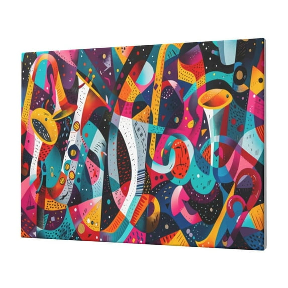 Fuzoiu Abstract Jazz Instrumental Print Canvas Wall Decorative,Modern Artwork Picture Decor Painting,Living Room Bedroom Home Office,Framed Hangable Decorative Artwork Size 30x40