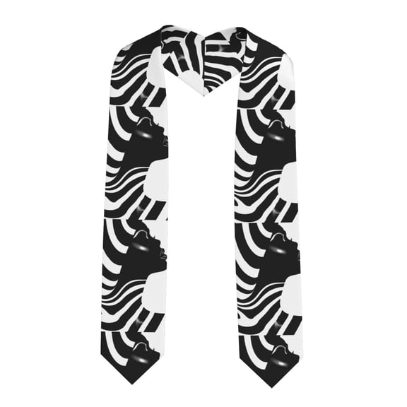 Fuzoiu Abstract Monochrome Profile Print Graduation Sash,Graduation Stole,Unisex Adult Graduation Stole Shawl 91" Long,for Academic Commencements Shawl-Sharp Corner