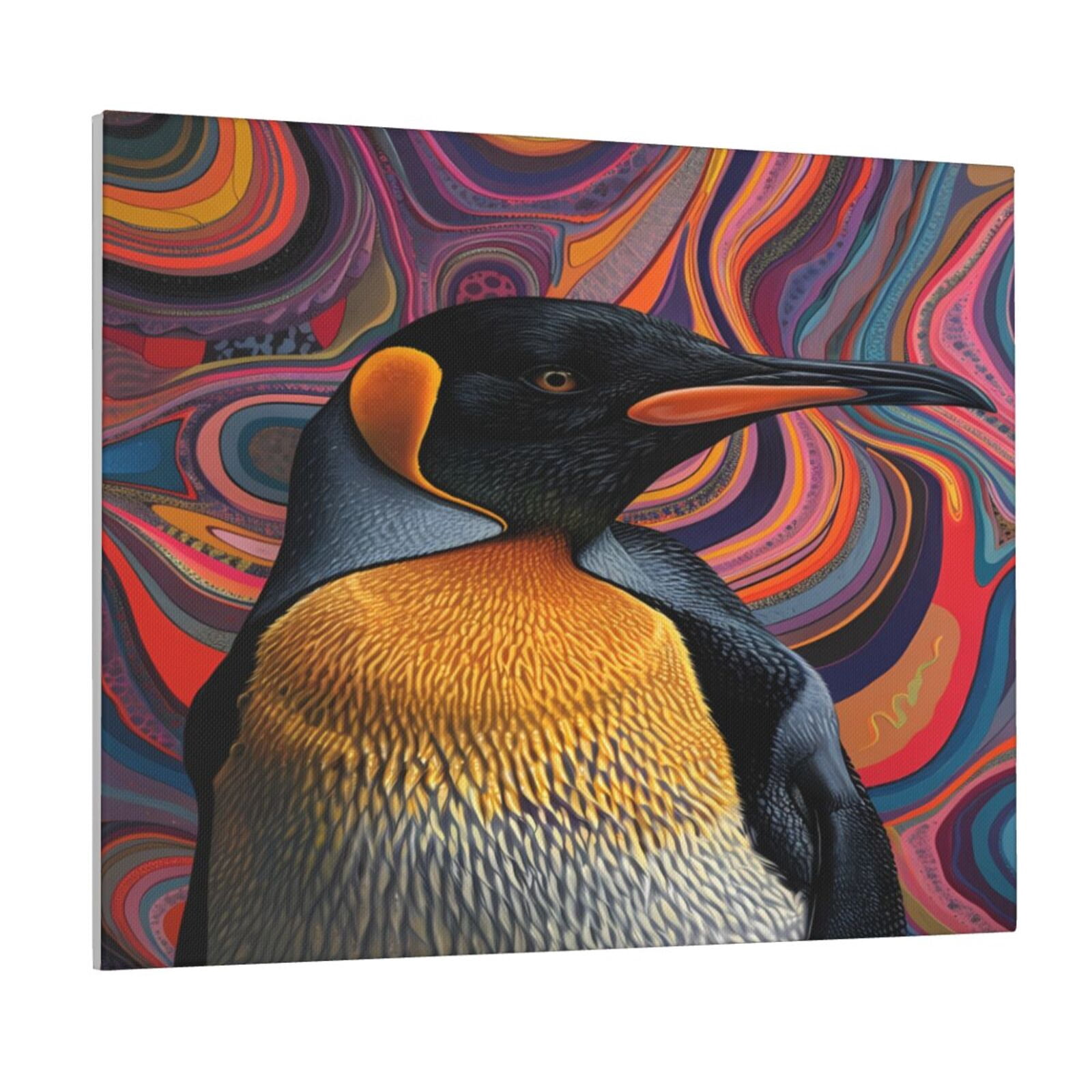 Fuzoiu Abstract Pattern Penguin Print Canvas Wall Art for Bathrooms ...