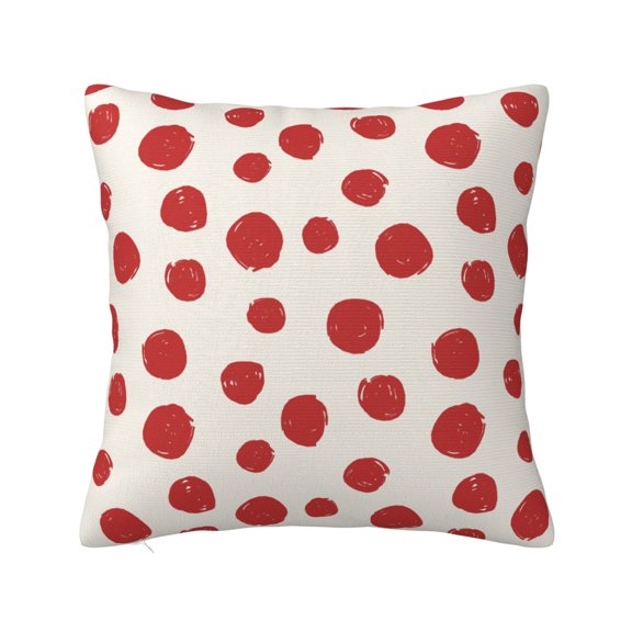 Fuzoiu Abstract Red Polka Dot Print Square Pillow Cover,Hidden Zipper Design,Luxury Square Pillow Case, Throw Pillow,Couch Cushion-20"x20"