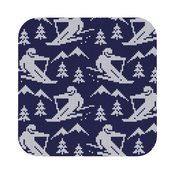 Fuzoiu Abstract Skiing Print Leather Coasters Set,Drink Coasters Set of 6,for Tabletop Protection, Durable PVC Coasters,Home Décor and Housewarming Gift,Square