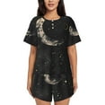 thumbnail image 1 of Fuzoiu Abstract Starry Sky Moon Print Women's Short-Sleeved Pajama Set,Lounge Sleepwear Set,Womens Pajama Sets 2 Piece,Button-Up Top and Shorts with Pockets-Large, 1 of 7