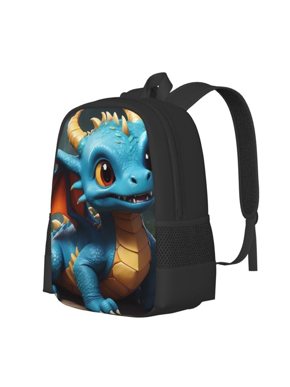 Adorable Blue Baby Dragon Print Large Capacity Backpack,Travel Backpack,Laptop Bag,College School Rucksack Bag,for School, Travel & Outdoor Activities