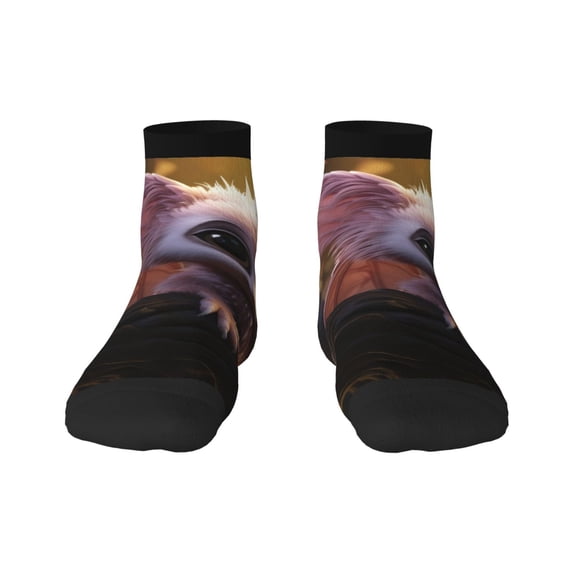 Fuzoiu Adorable Fluffy Bat Print Adult Socks, Crew Moisture-wicking Socks, Unisex Cushion Crew Socks,Casual Sports Ankle Socks
