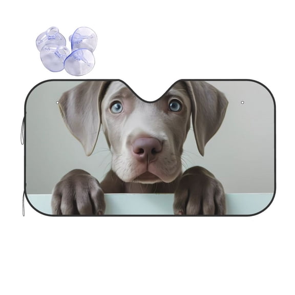 Fuzoiu Adorable Puppy Portrait Print Car Windshield Sun Shade,Block Uv Rays Sunshade,Foldable Front Window Sun Visor Protector for Car,SUV,Truck-Keep Vehicle Cool-Adorable Puppy Portrait