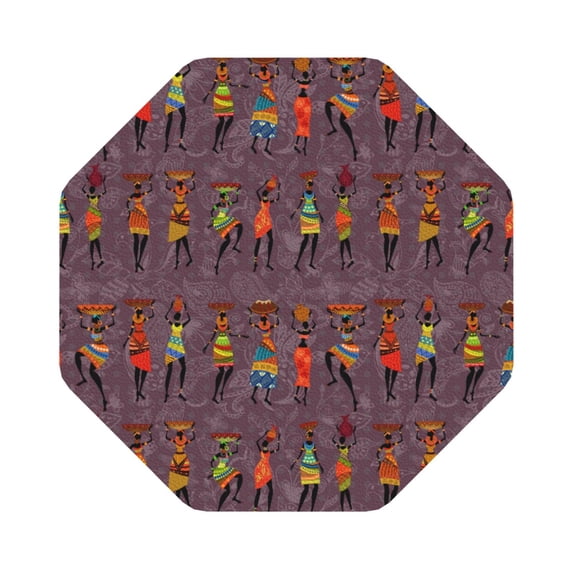 Fuzoiu African Women Print Leather Coasters Set,Drink Coasters Set of 6,for Tabletop Protection, Durable PVC Coasters,Home Décor and Housewarming Gift,Octagon