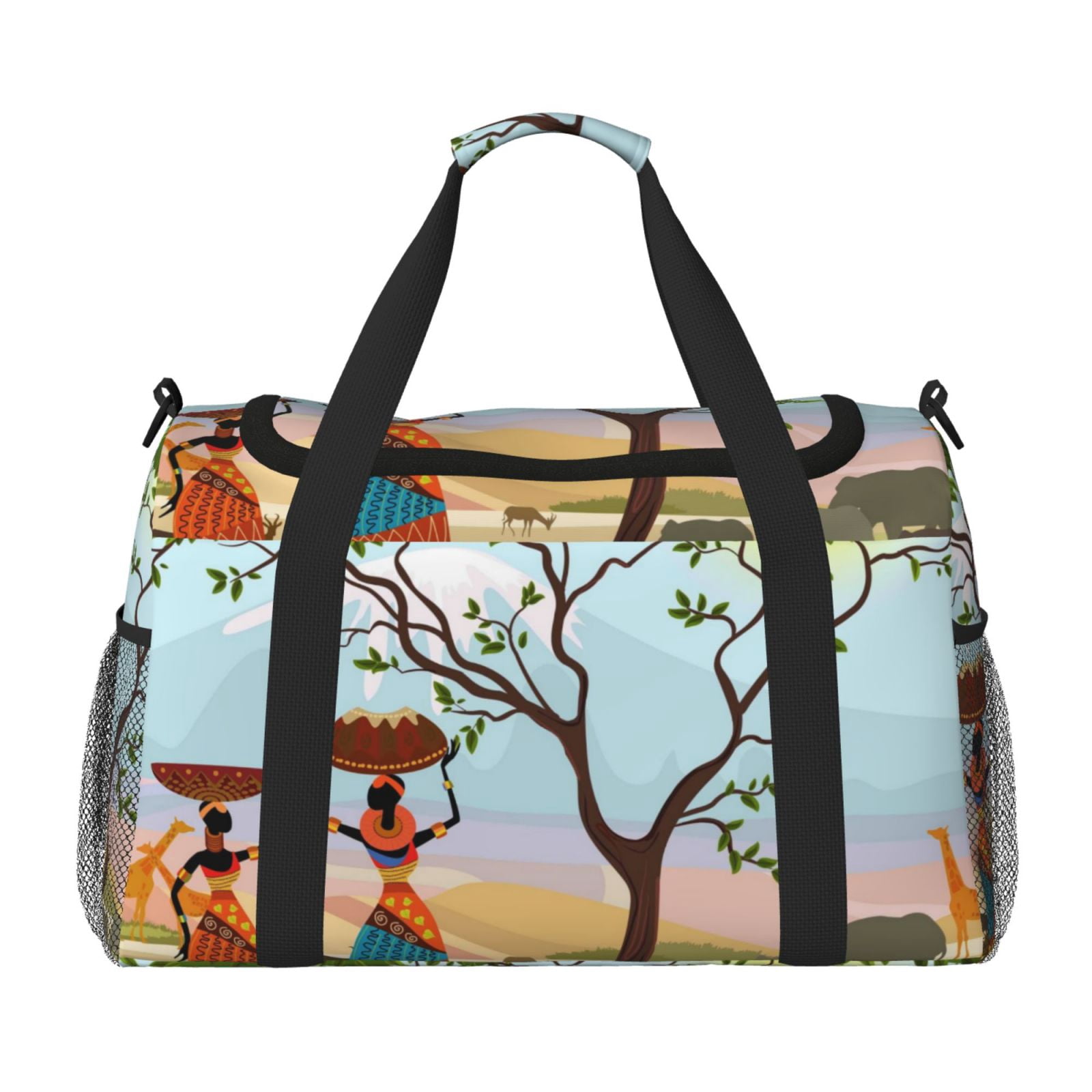 Fuzoiu African Women Print Travel Duffle Bag,Carry On Tote Bags,Duffel Bag,Sport Gym Bag, Hospital Bag for Labor and Delivery, Overnight Bag,Luggage Bag