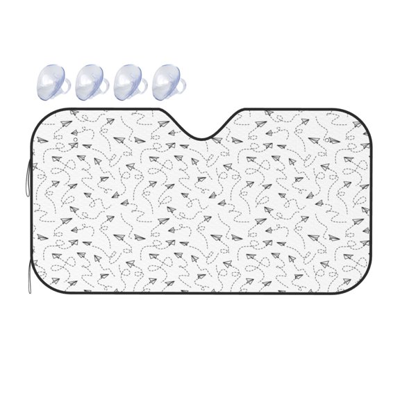 Fuzoiu Airplane Print Car Windshield Sunshade,Foldable Reflective Sun Visor,Windshield Sun Shade,UV Rays Sun Visor Shade,Auto Front Sun Shield Shade-Small