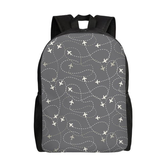 Fuzoiu Airplane Routes Around The World Print Laptop Backpack,Work Business Backpacks, Large Capacity Nurse Bag College Bookbag for School, Waterproof Casual Daypack for Travel
