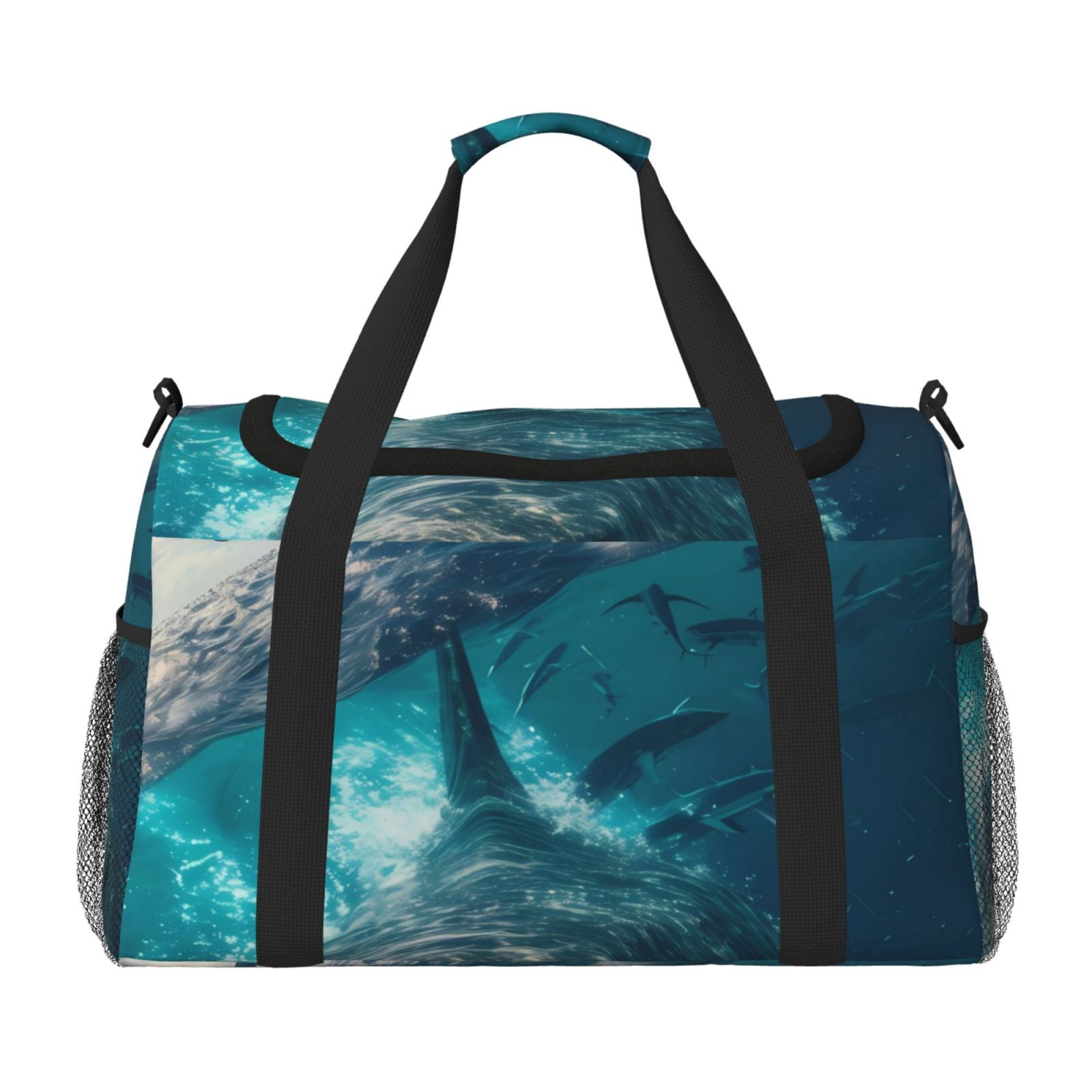 Fuzoiu Airplane Shark Print Travel Duffle Bag,Carry On Tote Bags,Duffel Bag,Sport Gym Bag, Hospital Bag for Labor and Delivery, Overnight Bag,Luggage Bag