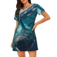 thumbnail image 1 of Fuzoiu Airplane Shark Print Women Nightgowns, Soft Comfy Lightweight Short Sleeves Sleepwear,Crew Neck Loungewear, 1 of 6