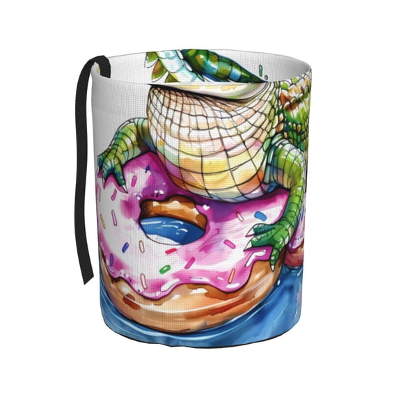 Fuzoiu Alligator Donut Pool Float Print Car Trash Can,Leakproof Car Trash Can,Hanging Garbage Bin,Vehicle Trash Can, Suitable for Sedans, SUVs, MPVs & Trucks