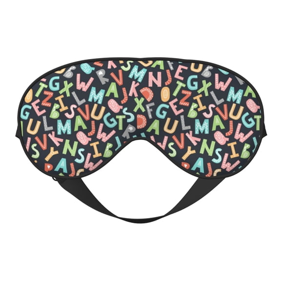 Fuzoiu Alphabet Print Sleep Masks,Eye Masks with Adjustable Strap for Sleeping,Night Eye Shade for Women Men,Eye Cover for Full Night's Sleep, Travel and Nap