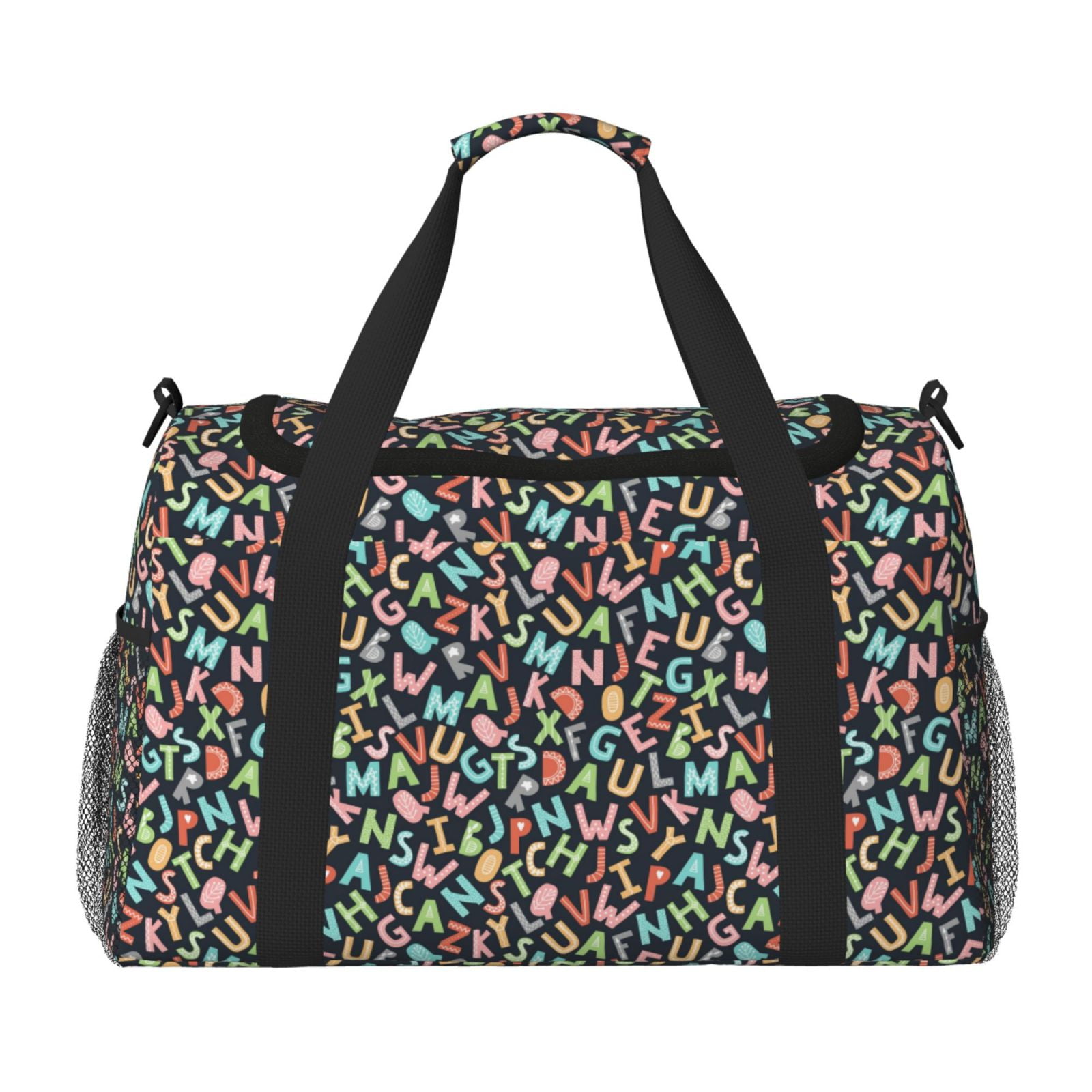 Fuzoiu Alphabet Print Travel Duffle Bag,Carry On Tote Bags,Duffel Bag,Sport Gym Bag, Hospital Bag for Labor and Delivery, Overnight Bag,Luggage Bag