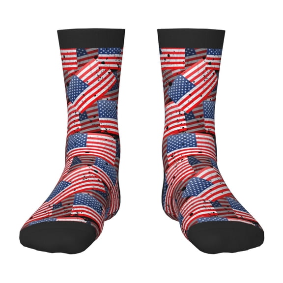 Fuzoiu America Flags1 Print Kids Socks For Boys Girls,Grip Crew Socks with Non Slip,Lightweight Stretch Crew Socks,Toddlers Crew Boot Socks
