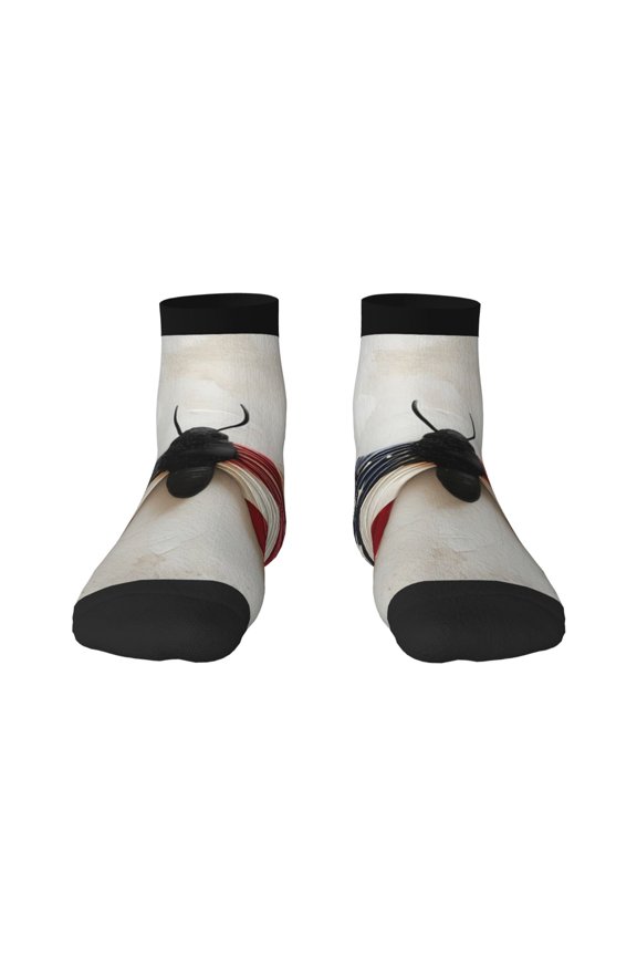 American Flag Butterfly Wall Print Adult Socks, Crew Moisture-wicking Socks, Unisex Cushion Crew Socks,Casual Sports Ankle Socks