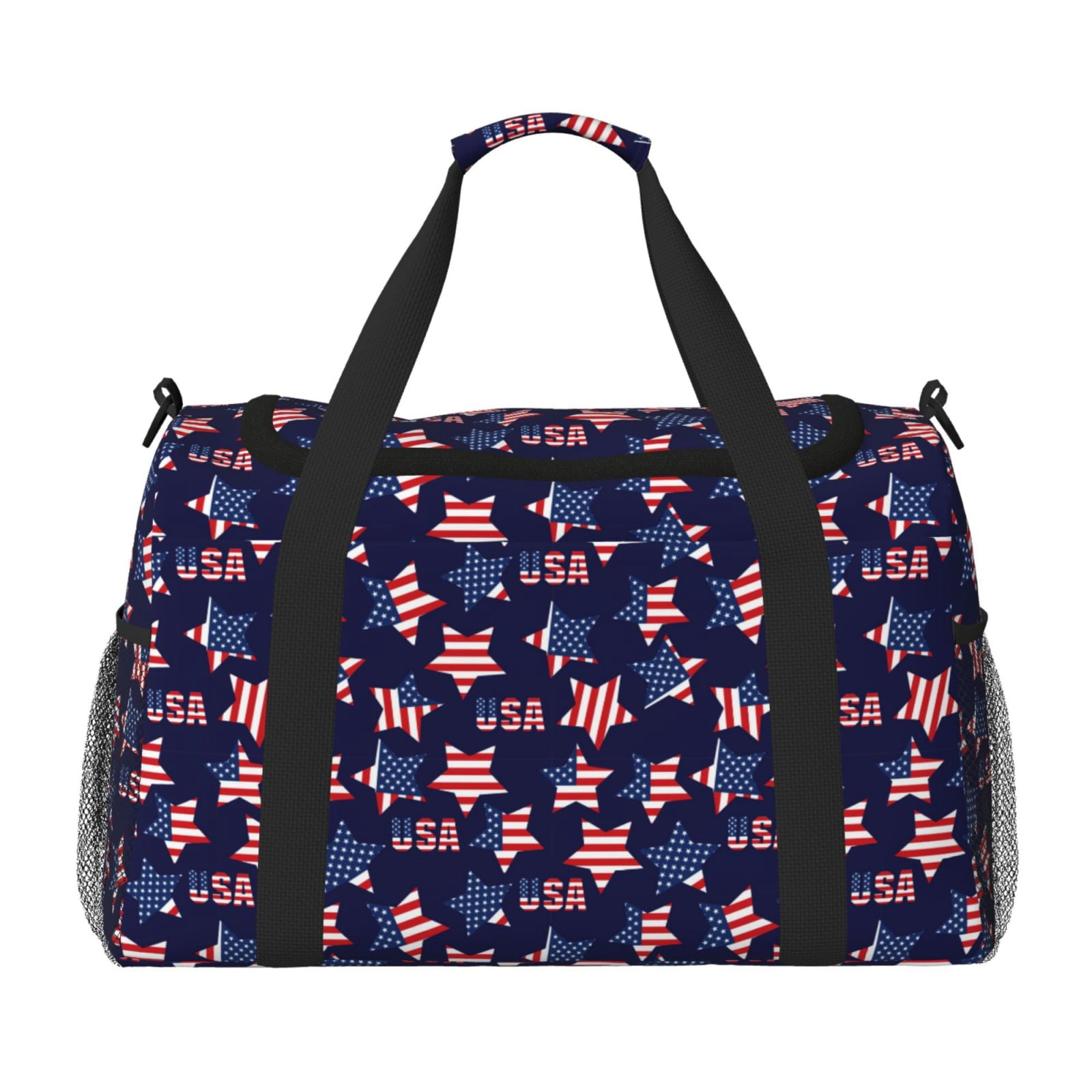 Fuzoiu American Stars Print Travel Duffle Bag,Carry On Tote Bags,Duffel Bag,Sport Gym Bag, Hospital Bag for Labor and Delivery, Overnight Bag,Luggage Bag