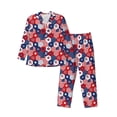thumbnail image 1 of Fuzoiu American Stars2 Print Men's Long-Sleeved Pajama,Lounge Button Down Nightwear,Mens Notch Collar Pajama Set -Medium, 1 of 7