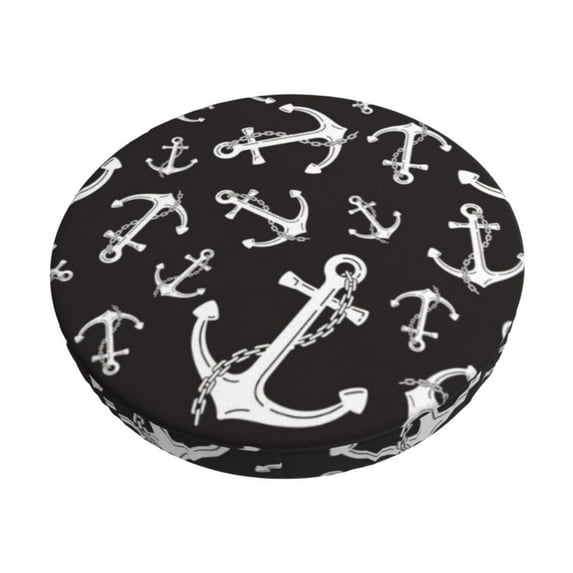 Fuzoiu Anchor Print Bar Stool Cushions, Super Breathable Round Bar Stool Covers,Seat Cushion Round- One Cushion Only-14 inch