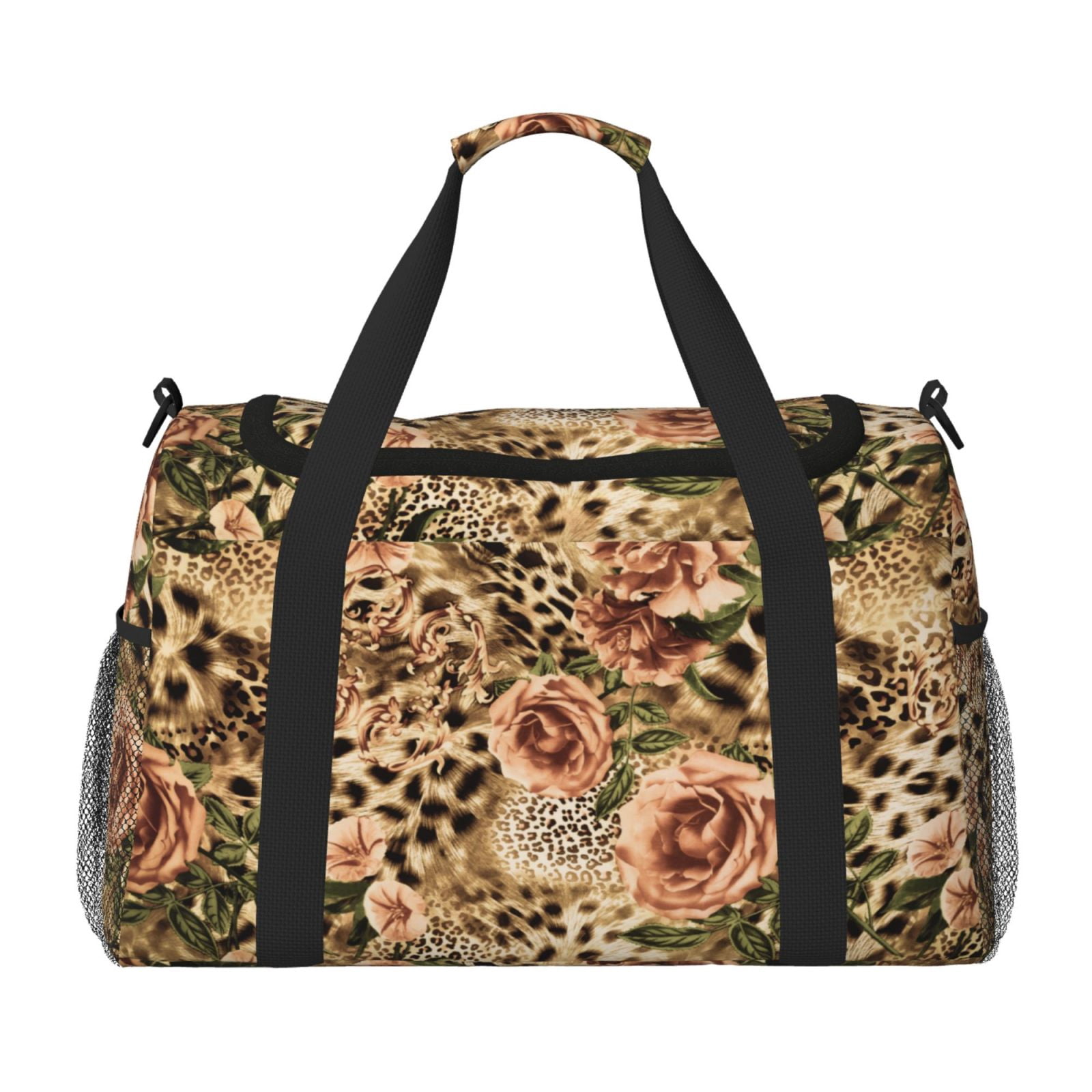 Fuzoiu Animal Leopard Print Travel Duffle Bag,Carry On Tote Bags,Duffel Bag,Sport Gym Bag, Hospital Bag for Labor and Delivery, Overnight Bag,Luggage Bag
