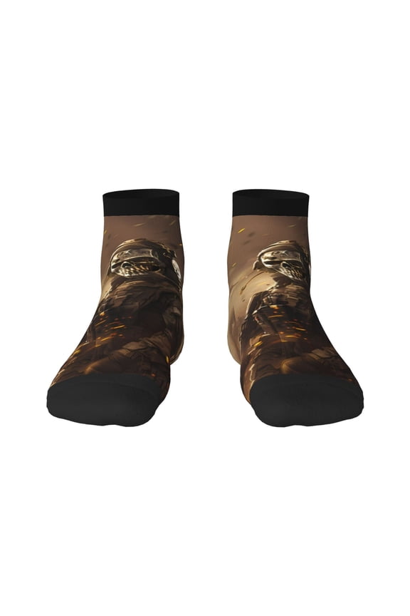 Apocalyptic Skull Soldier Print Adult Socks, Crew Moisture-wicking Socks, Unisex Cushion Crew Socks,Casual Sports Ankle Socks