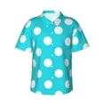 thumbnail image 1 of Fuzoiu Aqua And White Polka Dot Print Hawaiian Shirt for Men, Summer Beach Casual Short Sleeve Button Down Shirts, Men’s Beach Summer Shirts with Pocket,X-Large, 1 of 7