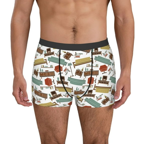 Fuzoiu Art Of Living Print Men's Ultra Breathable Underwear,No Riding Up Boxer Briefs with ComfortFlexible Waistband-Medium