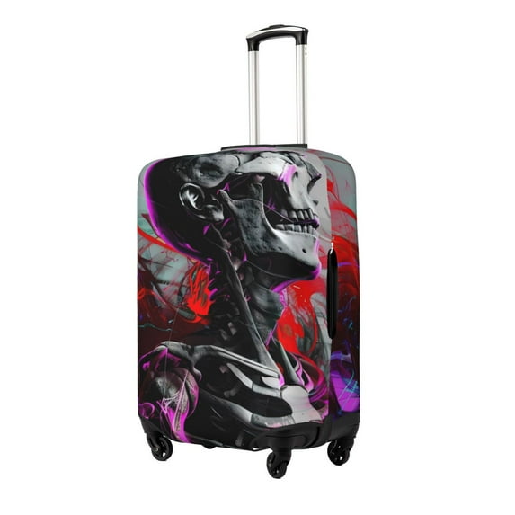 Fuzoiu Artistic Skull Print Suitcase Cover,Washable Luggage Covers for Suitcase,Elastic Luggage Protector Cover,Scratch Resistant Travel Suitcase Covers-Large