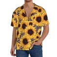 thumbnail image 1 of Fuzoiu Artistic Zebra Print Sunflower Print Men's Casual Short,Men's Short Sleeve Shirt,Mens Casual Button Down Shirts,Cuban Collar Summer Shirt for Beach, Vacation, and Outdoor Activities-Medium, 1 of 1